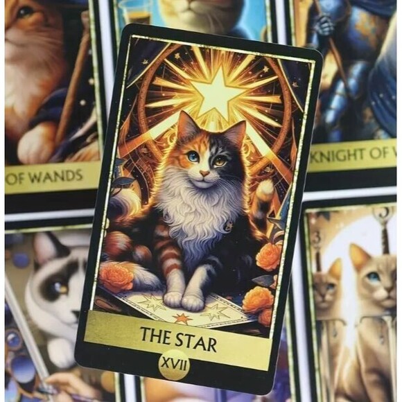 Cat Tarot Cards Deck 78-Card Set for Divination Perfect Gift for Cat Lovers - Picture 8 of 9